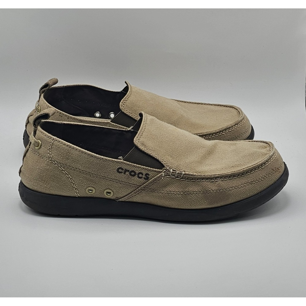 Crocs Walu Slip On Loafers Casual Comfort Canvas Shoes Tan 11270 Men's 11